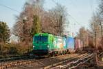 193 368  Starke Cargo  DB Vectron mit KLV in Gelsenkirchen Buer Nord, Februar 2021.