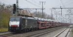 DB Cargo AG [D] mit der MRCE Dispo  ES 64 F4-207  [NVR-Nummer: 91 80 6189 207-4 D-DISPO] und PKW-Transportzug Richtung Frankfurt/Oder am 16.11.21 Durchfahrt Bf.