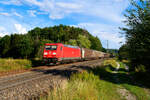 185 317 DB Cargo mit einem gemischten Güterzug bei Postbauer-Heng Richtung Nürnberg, 18.08.2020