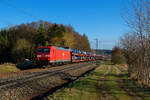 185 052 DB/LTE mit GA 46672 (Craiova - Bochum Langendreer Lgf) bei Postbauer-Heng, 07.03.2021