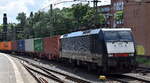 DB Cargo AG, Mainz mit ihrer   189 091-2  [NVR-Nummer: 91 80 6189 091-2 D-DB] und einem Containerzug Richtung Hamburger Hafen am 27.05.24 Höhe Bahnhof Hamburg-Harburg.