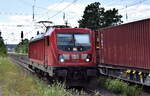 DB Cargo AG, Mainz mit ihrer  187 138  [NVR-Nummer: 91 80 6187 138-3 D-DB] am 24.06.24 Höhe Bahnhof Saarmund.