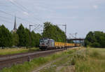 X4 E-876(193 876) 25 Jahre Maueröffnung mit Abraumzug in Richtung Gemünden bei Thüngersheim am 15.6.2017.