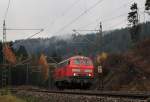 218 249-1 DB bei Förtschendorf im Frankenwald am 09.11.2015.