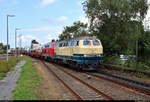 Interessantes Fahrzeugmaterial beim Autotransport von und nach Sylt (III):  218 480-2 und 218 466-1 der Railsystems RP GmbH als verspäteter AS 1435 (Sylt Shuttle) von Westerland(Sylt)