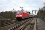 DB Fernverkehr 101 145-1 mit IC am 19.01.20 in Frankfurt am Main Forsthaus von einen Gehweg aus fotografiert