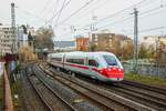 ICE4 DB 412 213 mit  Mundschutz  als ICE557 nach Berlin, in Wuppertal, am 20.12.2020.