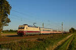 Am 21.09.2019 ist 101 112 mit ihrem IC bei Brühl auf der linken Rheinstrecke in Richtung Köln unterwegs.