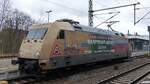 DB Fernverkehr, 101 088-3 ( 9180 6101 088-3 D-DB ) wartet am 15.1.2023 in Gotha auf grünes Licht in Richtung Osten