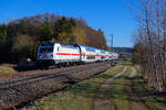 147 572 DB Fernverkehr mit einem Leerreisezug bei Postbauer-Heng Richtung Nürnberg, 02.03.2021