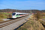 411 032 DB Fernverkehr  Wittenberge  als ICE 584 (Nürnberg Hbf - Lübeck Hbf) bei Oberdachstetten, 29.03.2021