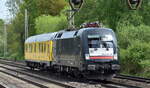 DB Netz Instandhaltung mit dem MRCE Taurus  182 524-9  [NVR-Nummer: 91 80 6182 524-9 D-DISPO] und einem Mess-Steuerwagen  721 201  (99 80 93-60 009-1 Dienst mzf) bei Messfahrten am 09.05.23