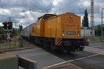 203 312-4 und 203 314-0 am Zugende verlassen am 05.07.2016 mit dem Spritzzug Saalfeld (Saale) in Richtung Rudolstadt (Thür).