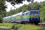 DB Gebrauchtzug 111 074 am BÜ km 107,566 Deininghauser Weg in Castrop-Rauxel 11.7.2024