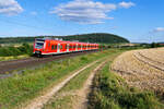 425 144 DB Regio als RB 58128 (Treuchtlingen - Würzburg Hbf) bei Wettelsheim, 05.08.2020