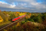 146 245 DB Regio mit dem RE 4858 (München Hbf - Nürnberg Hbf) bei Laaber, 25.10.2020