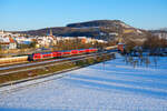 445 054 DB Regio als RE 4624 (Bamberg - Frankfurt (Main) Hbf) bei Retzbach-Zellingen, 12.02.2021