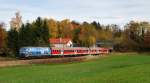 218 467 (Bayern-Ticket) mit RE 3167 bei Grafrath (25.10.2013)