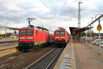 DB Regio 114 007 und 114 038 (kalt und abgestellt) am 22.12.18 in Hanau Hbf.