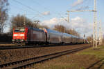 146 114-4 als RE 1 am 15.3.23 bei Bremen Grolland.