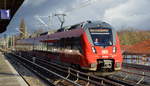 DB Regio Nordost mit der RB24  442 827  nach Senftenberg Richtung Berliner Innenstadt am 24.12.20 Berlin Karow.