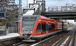 Ein Doppelgespann Stadler GTW der BR 646 der DB Regio Nordost auf Dienstfahrt Richtung BF.