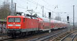 DB Regio Nordost mit  112 150  (NVR-Nummer   91 80 6112 150-8 D-DB ) als Re1 nach Eisenhüttenstadt am 03.02.21 Berlin Hirschgarten.