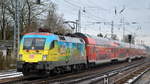 DB Regio Nordost mit  182 005  [NVR-Nummer: 91 80 6182 005-9 D-DB] und dem RE1 nach Frankfurt/Oder am 17.02.21 Berlin-Hirschgarten.