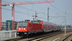 DB Regio Nordost mit  147 004  [NVR-Nummer: 91 80 6147 004-6 D-DB] und dem FEX Richtung Flughafen BER Terminal 1 u.