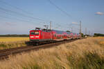 112 183 zog am 05.07.2023 den RE3 3314 Lutherstadt Wittenberg - Stralsund, durch Groß Kiesow.