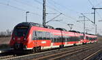 DB Regio AG - Region Südost, Fahrzeugnutzer: S-Bahn Mitteldeutschland, Leipzig mit der Doppeltraktion  442 144  (NVR:  94 80 0442 144-2 D-DB.... ) +  442 143  (NVR:  94 80 0442 143-4 D-DB... ) als RE 13 nach Magdeburg Hbf. am 20.01.25 Einfahrt Bahnhof Rodleben.