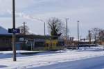 VT 672 914 steht aufgrund der gesperrten ( wegen Schneeverwehungen ) Strecke Zeitz-Weienfels abgestellt im Bahnhof Zeitz,10.12.2010