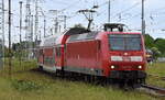 DB Regio AG - Region Südost, Fahrzeugnutzer: Elbe-Saale-Bahn, Magdeburg mit der  146 019  (NVR-Nummer: 91 80 6146 019-5 D-DB] und dem RE20 nach Uelzen am 16.05.24 Einfahrt Bahnhof Stendal Hbf.,