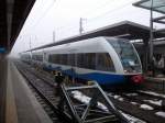 Am 14.Januar 2011 fuhren die beiden UBB-Triebwagen 646 121 vorn und 646 125 planmig als RE auf der Strecke Stralsund-Neustrelitz.Hier nahm ich die Ankunft in Stralsund auf.