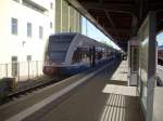 Ein Zug der UBB im Stralsunder Hauptbahnhof am 21.06.2012