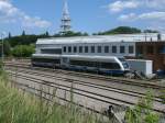 Ebenfalls von einer Bschung aus die Aufnahme vom 646 128 im Bh Heringsdorf am 23.Juni 2012.