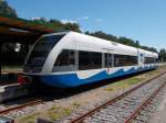 Der UBB 646 122,am 13.Juli 2014,wartete in Heringsdorf auf Abfahrt nach Wolgast.