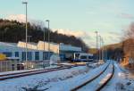 Abgestellte Stadler GTWs an der UBB Waschanlage des Betriebshofs im Seebad Heringsdorf.