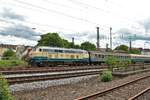 DB Westfrankenbahn 218 460-4 mit Pendelzug am 16.06.18 beim Sommerfest in Koblenz von einen Gehweg aus fotografiert 