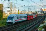 DB Systemtechnik Messzug IC-Steuerwagen schiebend mit DB 101 075-0 in Wuppertal, November 2024.