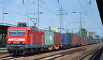 Die von DeltaRail gemietete DB 143 145-1 mit Containerzug aus Frankfurt/Oder am 17.07.18 Bf.