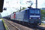 DeltaRail GmbH mit der Doppeltraktion mit ex RBH  143 069-2  [NVR-Nummer: 91 80 6143 069-3 D-DELTA] +  243 145-0  [NVR-Nummer: 91 80 6143 145-1 D-DELTA] mit Kesselwagenzug am 03.06.19 Magdeburg