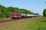 243 559 der Deltarail führte am 28.05.23 einen Kesselwagenzug von Frankfurt(O) nach Bitterfeld.