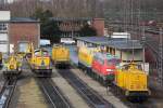 Am 15.2.12 standen die Loks der Bahnbaugruppe mal schn frei.Anwesend waren die 203 304,die 218 261,das U-Boot 229 181,die DB Netz 203 303,die 212 306 und die 333 145.