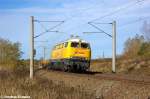 218 287-1 DBG - Deutsche Bahn Gleisbau GmbH mit einem kurzem Res Ganzzug in Stendal(Wahrburg) und fuhr in Richtung Hauptbahnhof weiter.