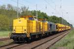 710 964-8 & 710 968-9 haben am 29.05.2010 einen Bauzug aus Angermnde geholt und fahren durch Chorin in Richtung Berlin