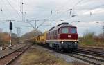 232 223 zog einen langen Bauzug am 10.11.12 durch Leipzig-Thekla Richtung Engelsdorf.