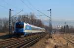 183 004 (Arriva) mit Alx 86005 bei Freising (19.02.2008)