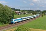 183 002 mit ALX 84112 von Mnchen Hbf nach Regensburg Hbf am 09.07.2012 unterwegs bei Ergoldsbach.