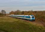 183 004 mit ALX 352 von Prag nach Mnchen am 09.11.2012 unterwegs bei Mnchen-Feldmoching.